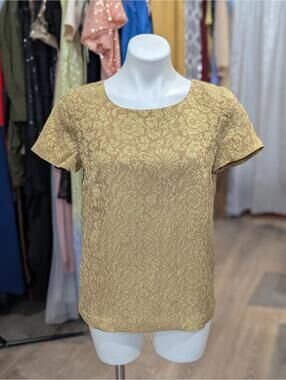 J. Crew Silk Blend Metallic Gold Brocade SS